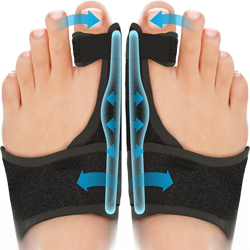 2 pcs toe separators, built-in metal plate, solid and straight, mercerized cotton&sponge composite fabric material, breathable and not stuffy, support day/night use
