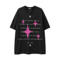 Maglietta corta con maniche corte, stampa lettera e strass lucidi di Valstrend, stile casual e alla moda.
