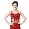 Vestito da ballo con frange e paillettes Valstrend, abito da festival con reggiseno lucente e dettagli eleganti.
