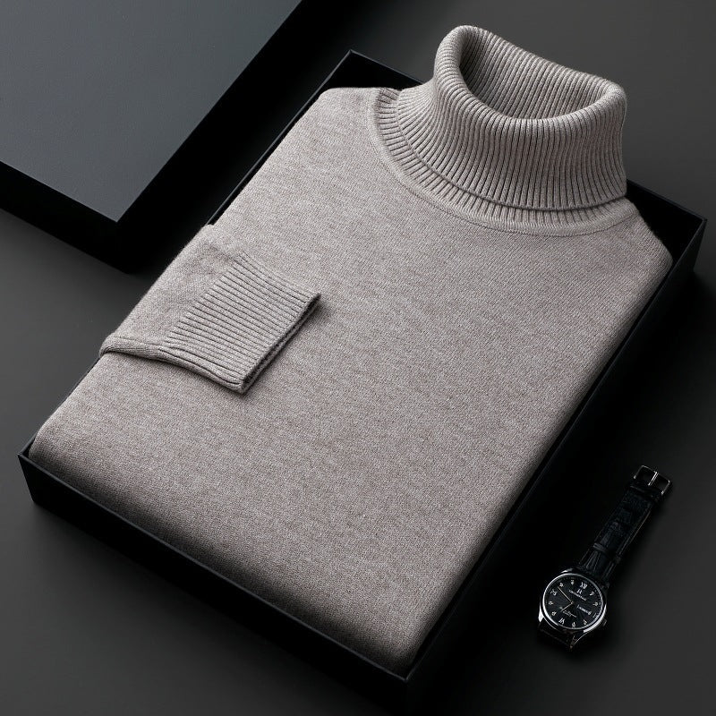 Maglione casual da uomo Valstrend, collo alto puro colore, spesso e morbido, vestibilità larga e comoda per look informali.
