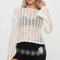 Women's Knitted Top Hollow-out Hook Flower