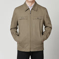 Cappotto casual in cotone per uomini di mezza età e anziani con colletto reversibile, marca Valstrend, in colore neutro.