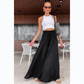 Pantaloni donna a vita elastica e gamba larga in stile casual, marchio Valstrend shop, tessuto leggero e comodo.