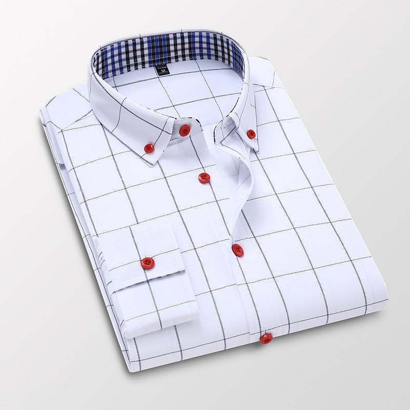 Camicia da uomo a maniche lunghe Valstrend, stile casual slim fit in tessuto autunnale, con collo e bottoni visibili.