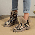 Stivaletti donna con stampa leopardo, punta rotonda, suola piatta e comoda, in lana e cotone, marca Valstrend shop.