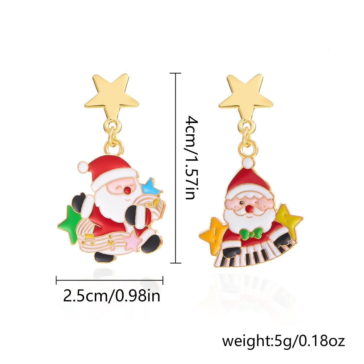Orecchini di Natale asimmetrici per donna con disegni cartoni, brand Valstrend Shop, con dettagli festivi e colorati