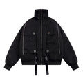 Giacca in cotone imbottito con colletto stile baseball, cerniera, dettagli in ribbon e design funzionale, marca Valstrend.