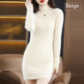 Maglione donna in ciniglia e cashmere autunno-inverno, a collo half-turtleneck slim fit, colore neutro, marca Valstrend.