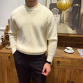 Maglione caldo da uomo Valstrend per autunno e inverno, tessuto a maglia, in tonalità neutre, con colletto rotondo e maniche lunghe.