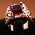 Anello di fidanzamento europeo e americano in oro 18k con rubino, brillante e elegante, con dettagli di placcatura, marca Valstrend.