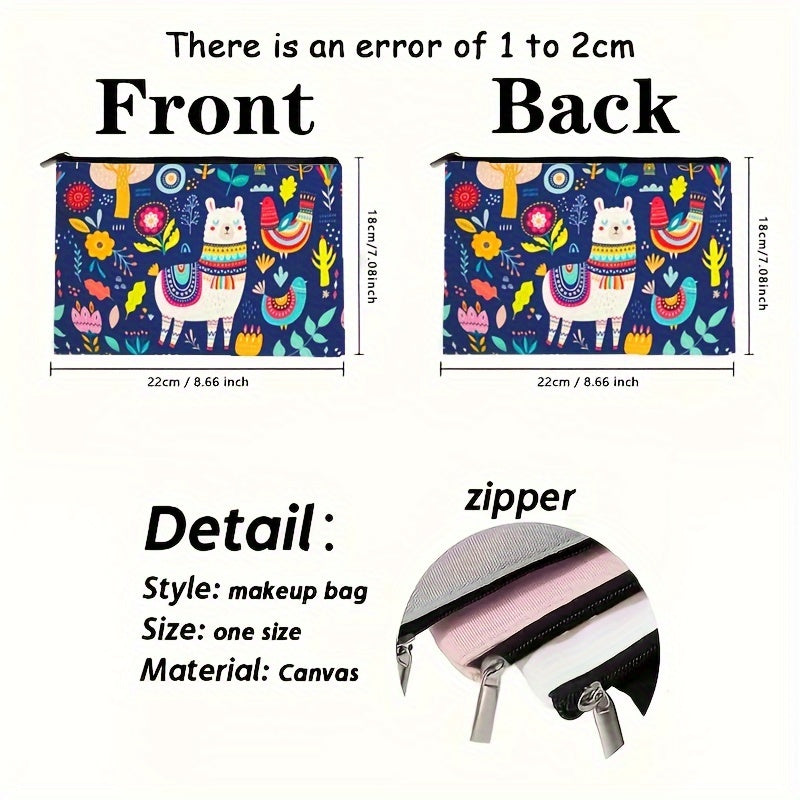 Custodia cosmetica Valstrend in canvas di alpaca, resistente, con zip, ideale per trucco, snack o cancelleria in viaggio.