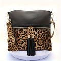Leopard Print Tassel Slim Crossbody Pouches, PU Material, With Adjustable Strap, Stylish Women's Fashion Handbags