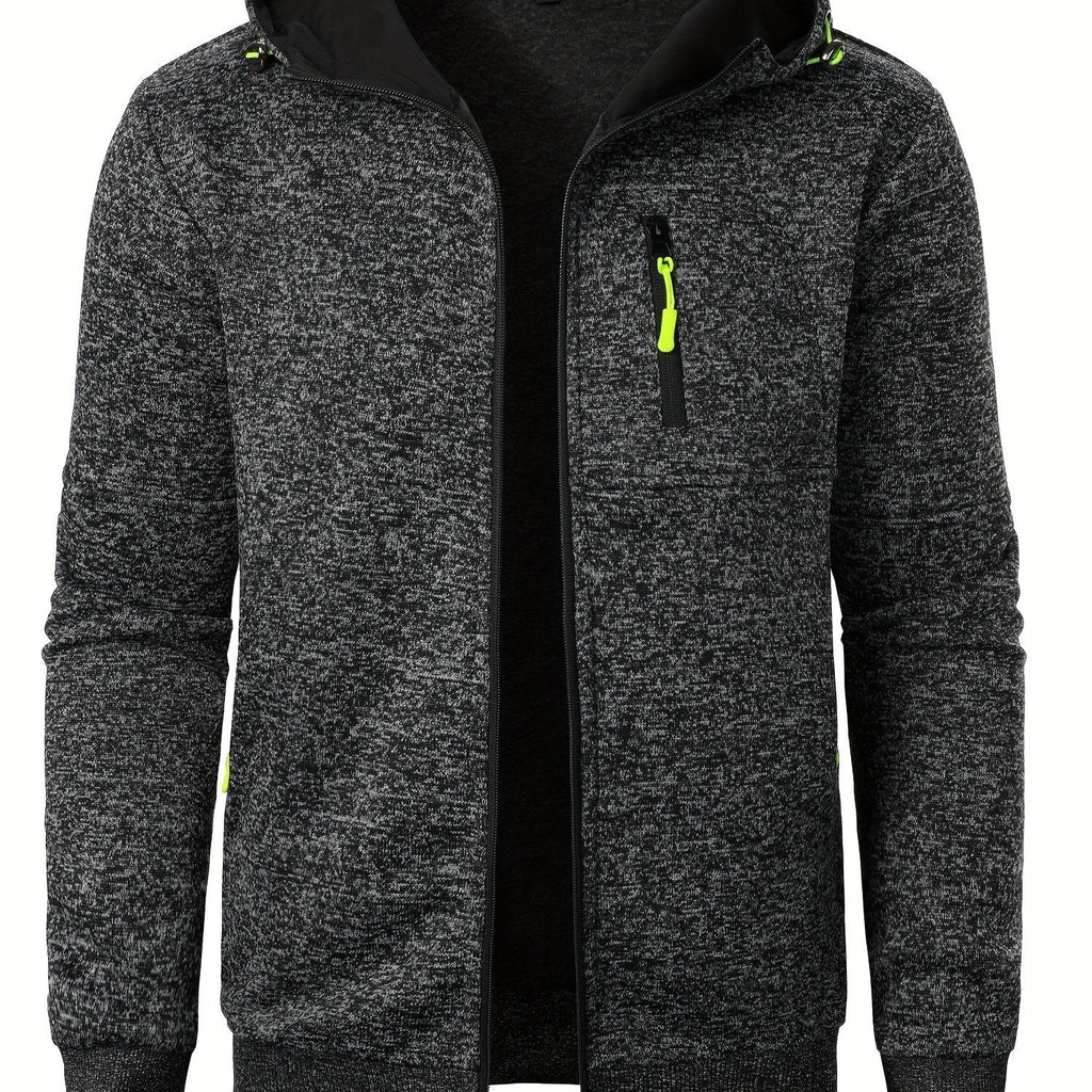 Felpa casual da uomo Valstrend con zip, tasca a marsupio, maniche lunghe e tessuto in misto poliestere, ideale per autunno e inverno
