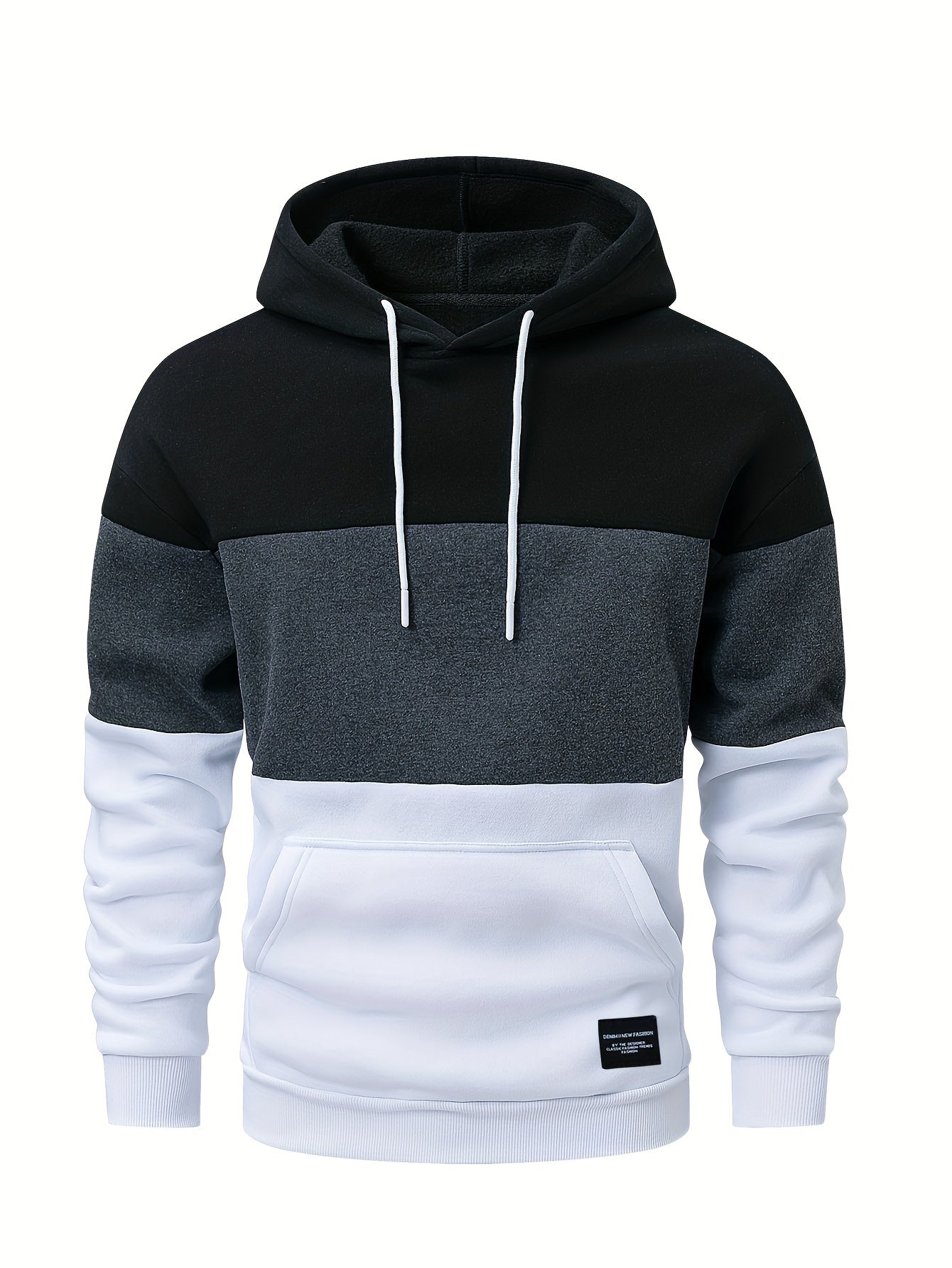 Felpa con cappuccio da uomo Valstrend, maglia a blocchi di colori, maniche lunghe, tasca a marsupio, look casual e chic.
