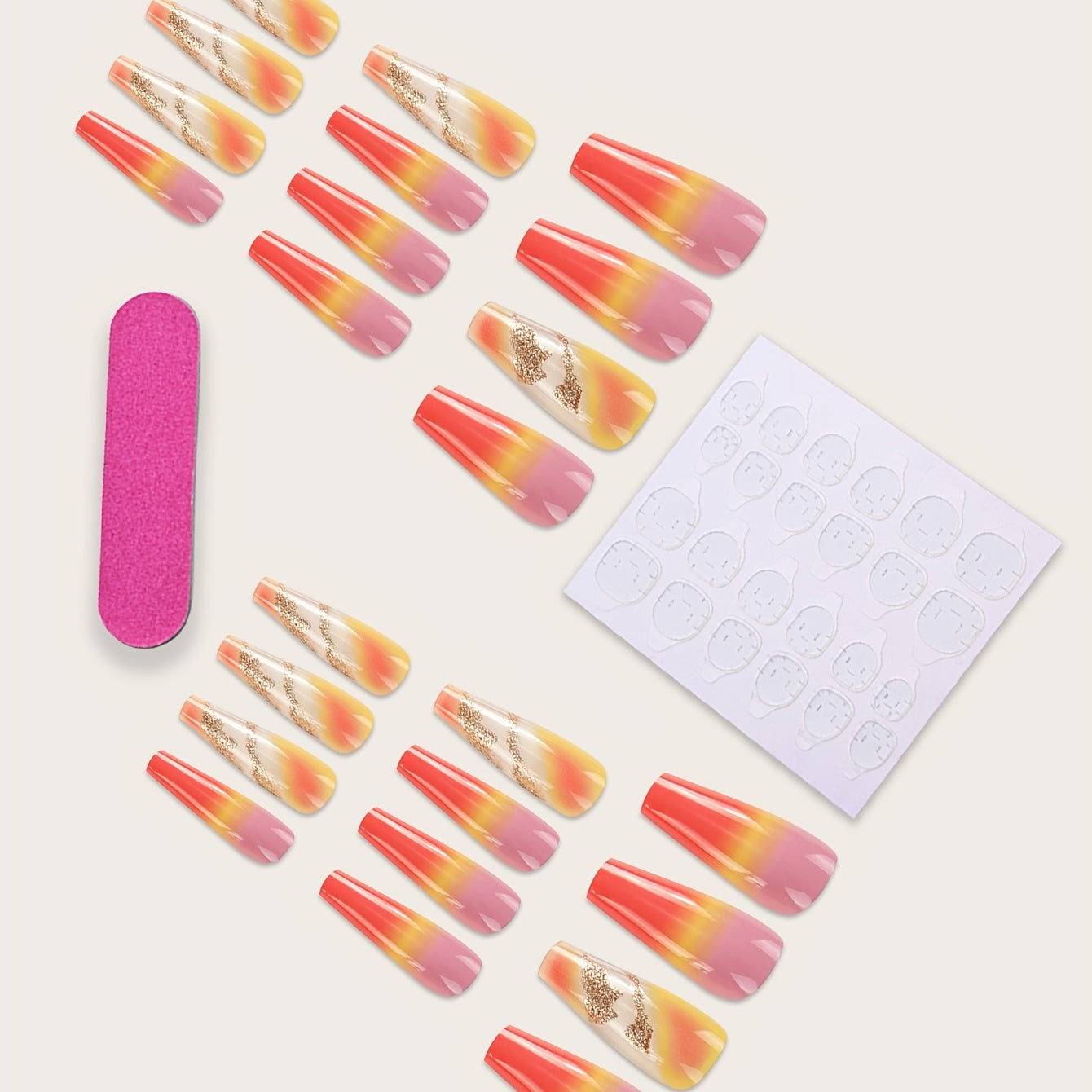 Set da 24 smalti a forma di bara lunga e coprente, Valstrend, con design eleganti e duraturi per unghie acriliche femminili