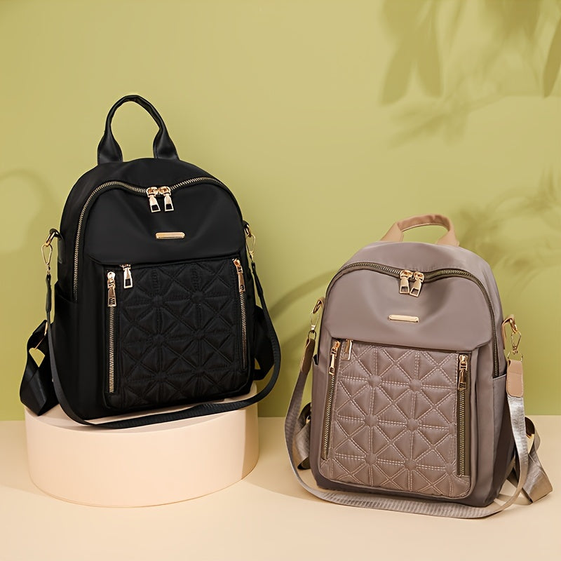 Borsa a spalla ricamata per donna, grande capacità, impermeabile, tracolla casual verticale con zip, leggera e alla moda.
