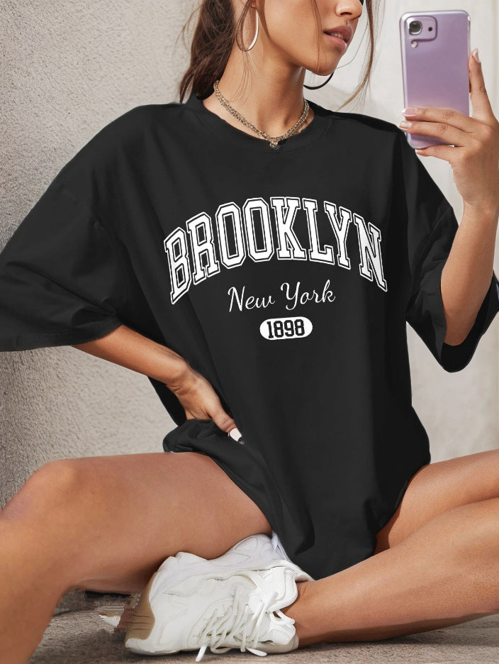 T-shirt donna a manica larga Valstrend, stampa estiva casuale, tessuto leggero, stile rilassato e alla moda.