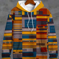 Felpa con cappuccio Valstrend uomo, maglia oversize con motivo geometrico a blocchi di colori e tasca kangaroo, per primavera/autunno.