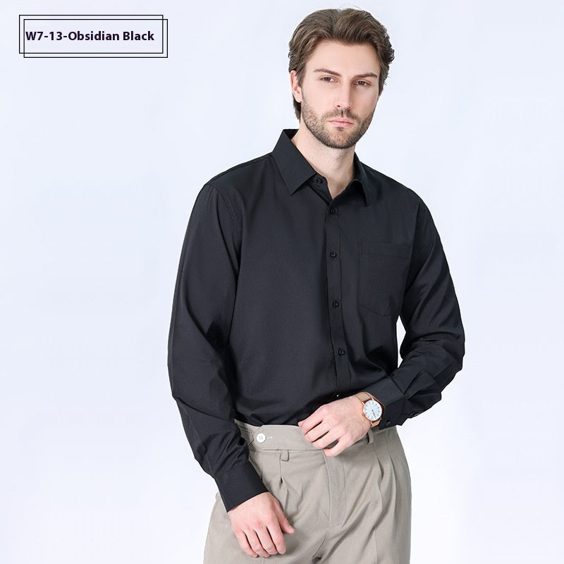 Camicia da uomo Valstrend lunga a maniche lunghe, stile minimalista professionale, stretch, non stropicciabile, ideale per lavoro.