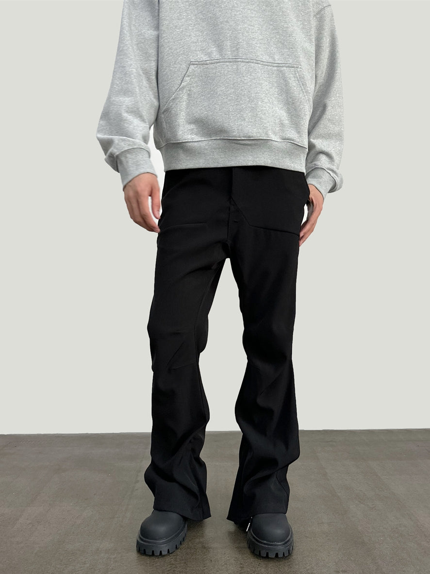 Men's Pleated Three-dimensional Splicing Micro-trumpet Dress Pants