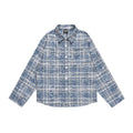 Washed Tie-dyed Distressed Plaid Shirt Spring And Autumn Side Pocket Casual