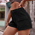 Pantaloncini corti in denim cargo donna Valstrend, pantaloni di jeans color solid, stile casual e moderno.