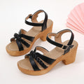 Sandali Valstrend shop con tacco rotondo, cinturino alla caviglia e fibbia, stile chunky e look elegante.