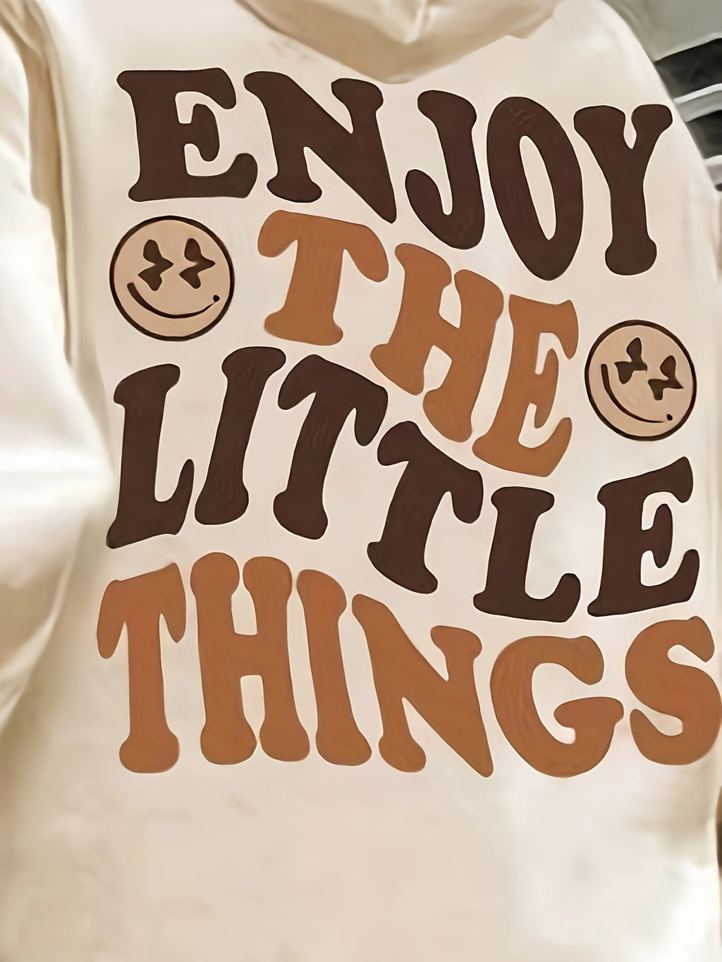 Felpa con cappuccio da uomo Valstrend, grafica "Enjoy The Little Things", tasca a marsupio, lunga manica, abbigliamento casual autunno inverno