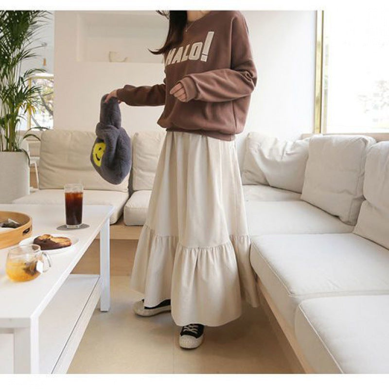Gonna donna Valstrend con gonna a sirena a vita alta, volant, linea slim e cintura elastica, vestibilità ampia e femminile