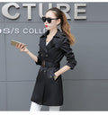 Cappotto trench slim donna, taglia plus, a metà lunghezza, in tessuto leggero, colore blu, modello elegante e moderno
