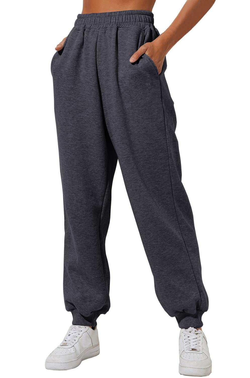 Pantaloni jogger donna a vita alta e larga Valstrend, comodi con tasche e cintura, perfetti per uno stile casual e sportivo