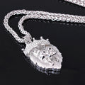 Collana luminosa con corona di diamanti, leone e stile hip-hop, placcata oro, unisex, adatta a uomini e donne, marca Valstrend.