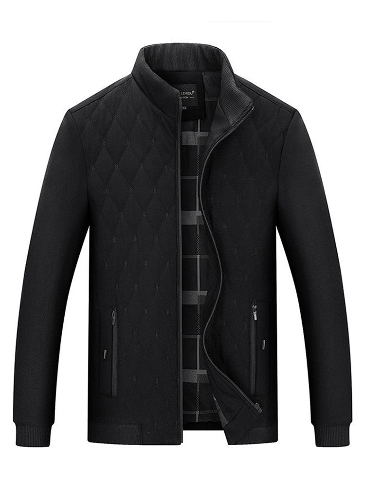Giacca imbottita da uomo anziano Valstrend con colletto rialzato, stile casual business, ideale per il tempo freddo