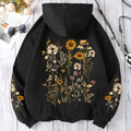 Women's Floral Print Drawstring Hoodie - Casual Polyester Pullover with Kangaroo Pocket, Long Sleeve, Machine Washable, All-Season Comfort Fit Sweatshirt