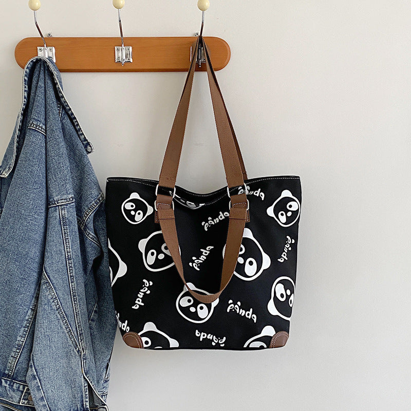 Borsa in tela con panda carino, donna, tracolla casual, design cartone animato, Valstrend Shop