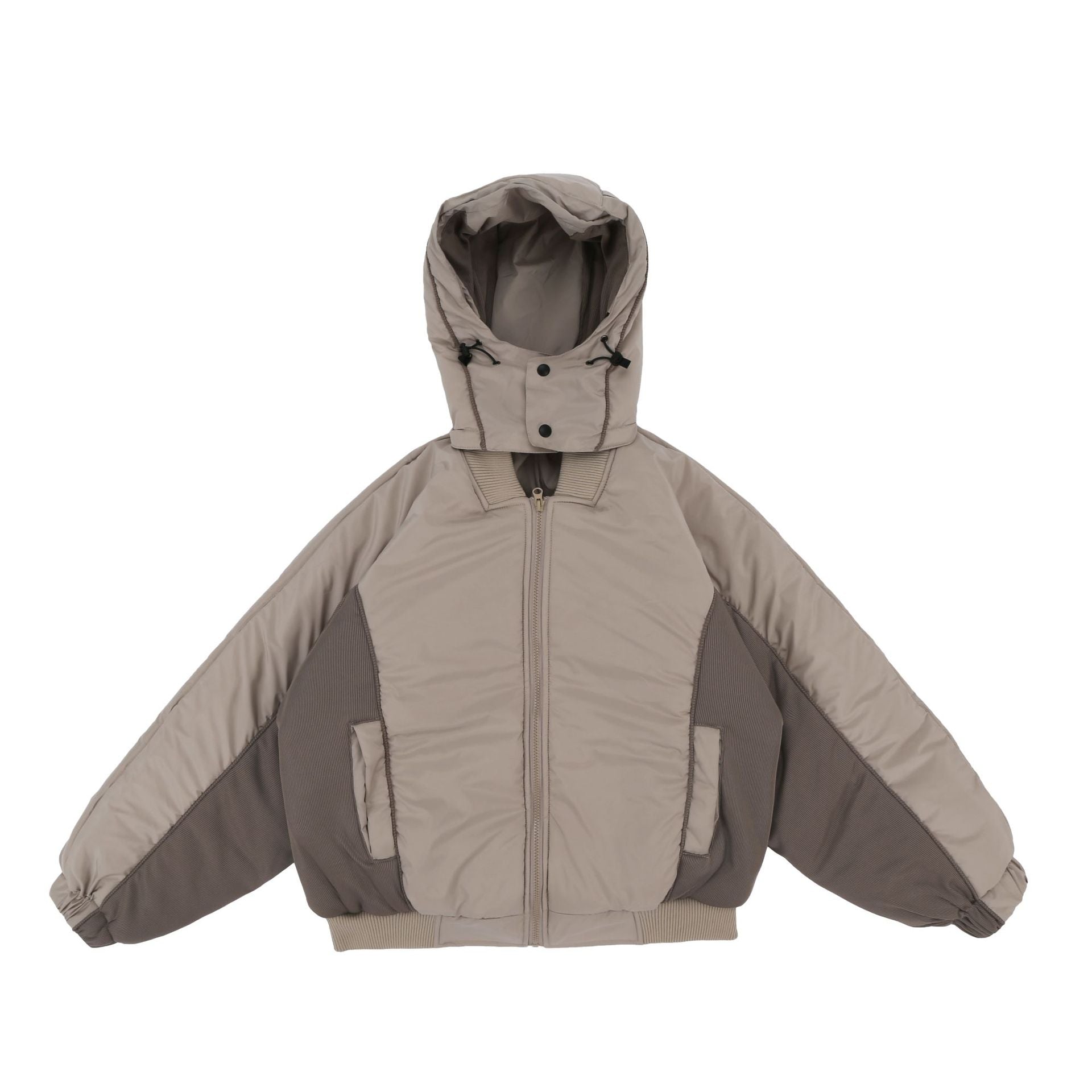 Functional Stitching Loose Zip Hooded Flight Jacket Thickened Bread Cotton Coat Jacket