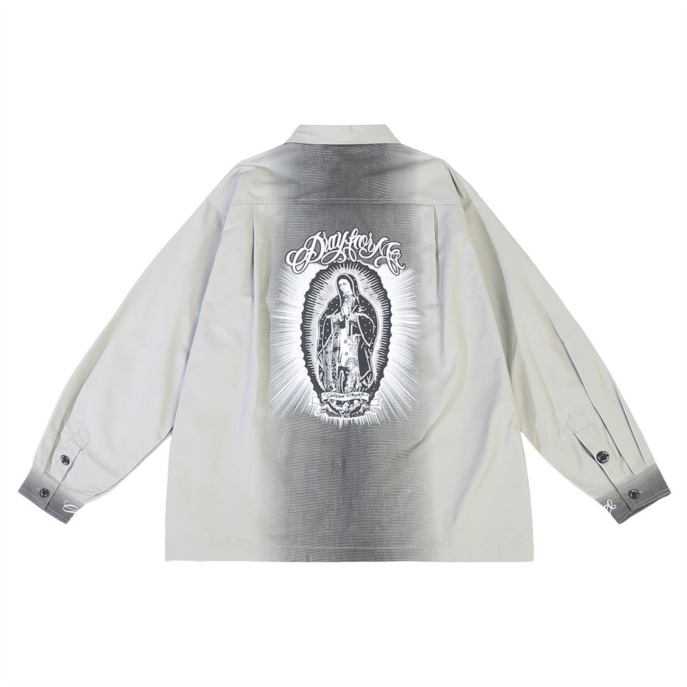 Pattern Printed Long Sleeve Men's Loose Shirt