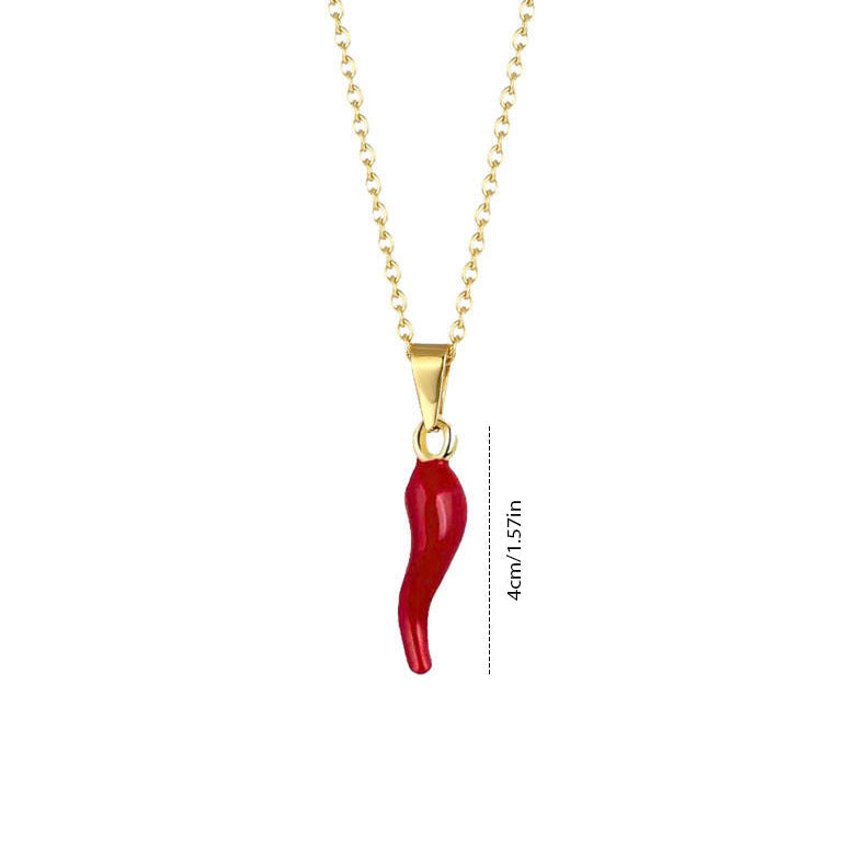 Orecchini pendenti in oro placcato con peperoncino rosso e goccia d'olio, stile elegante e vivace, design originale di Valstrend shop.