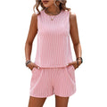 Women's Sleeveless Tank Top Shorts Striped Two-piece Suit