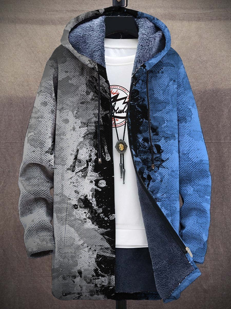 Cappotto da uomo in velluto digitale Printing Plus di Valstrend Shop, dettaglio tessuto e design elegante.