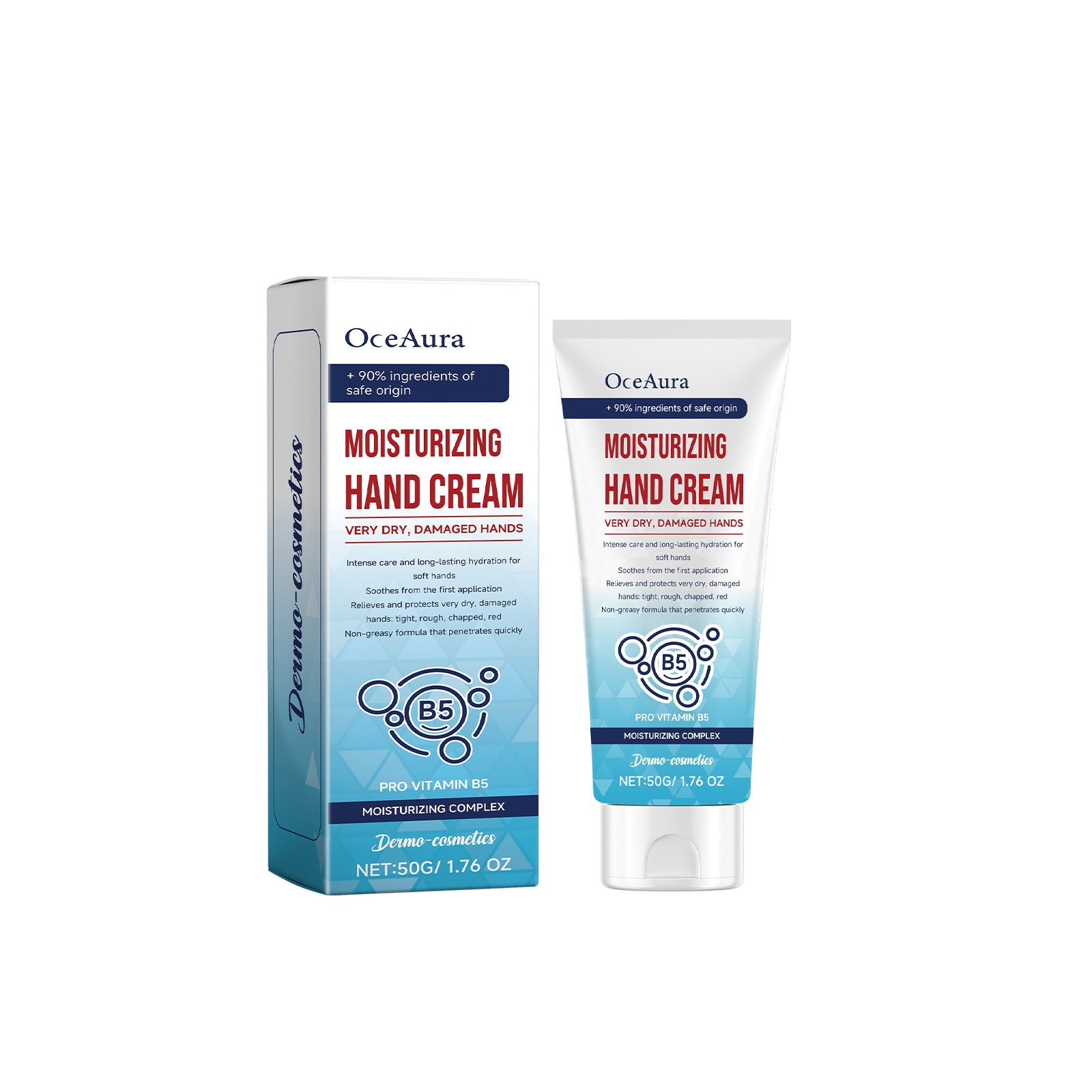 Crema mani idratante Valstrend, crema nutriente e idratante per le mani, confezione con pompa e crema bianca cremosa