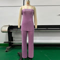Completo casual in due pezzi con pantaloni slim top e tinta unita, marca Valstrend, abbigliamento femminile elegante e comodo