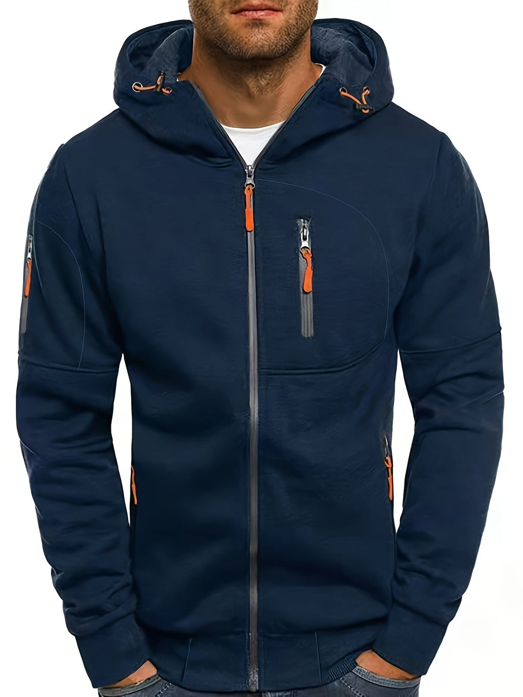 Giacca con cappuccio da uomo Valstrend, giacca casual a maniche lunghe con zip, ideale per sport, primavera e autunno.