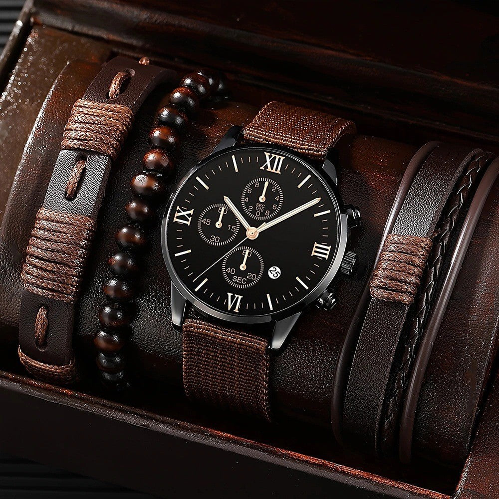 Orologio da polso Valstrend con quadrante singolo, cinturino in tessuto e tre occhi falsi, stile canvas e quarzo.