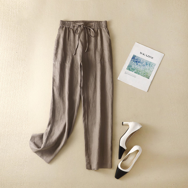 Pantaloni a vita alta dritti Valstrend, comodi con coulisse, look casual e rilassato, tessuto morbido e di qualità.
