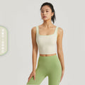 Canotta fitness Valstrend nude feel con coppa semi-fissa per donna, ideale per yoga e allenamenti, tessuto morbido e confortevole
