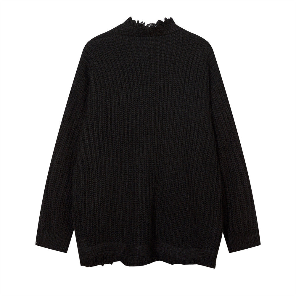 Maglione cardigan valstrend shop Bf Lazy Sweater per gatti con dettagli a barba e lavorazione a maglia, comodo e caldo.