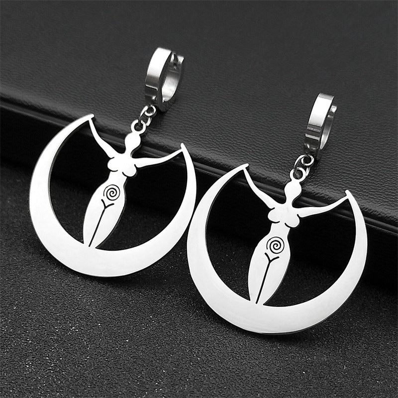 Orecchini a vortice luna per donna, gioielli semplici e abbinabili, con design ispirato alla dea, di Valstrend shop.