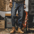 Jeans retro pesanti da uomo Valstrend shop, pantaloni larghi e dritti con taglio vintage e stile casual.