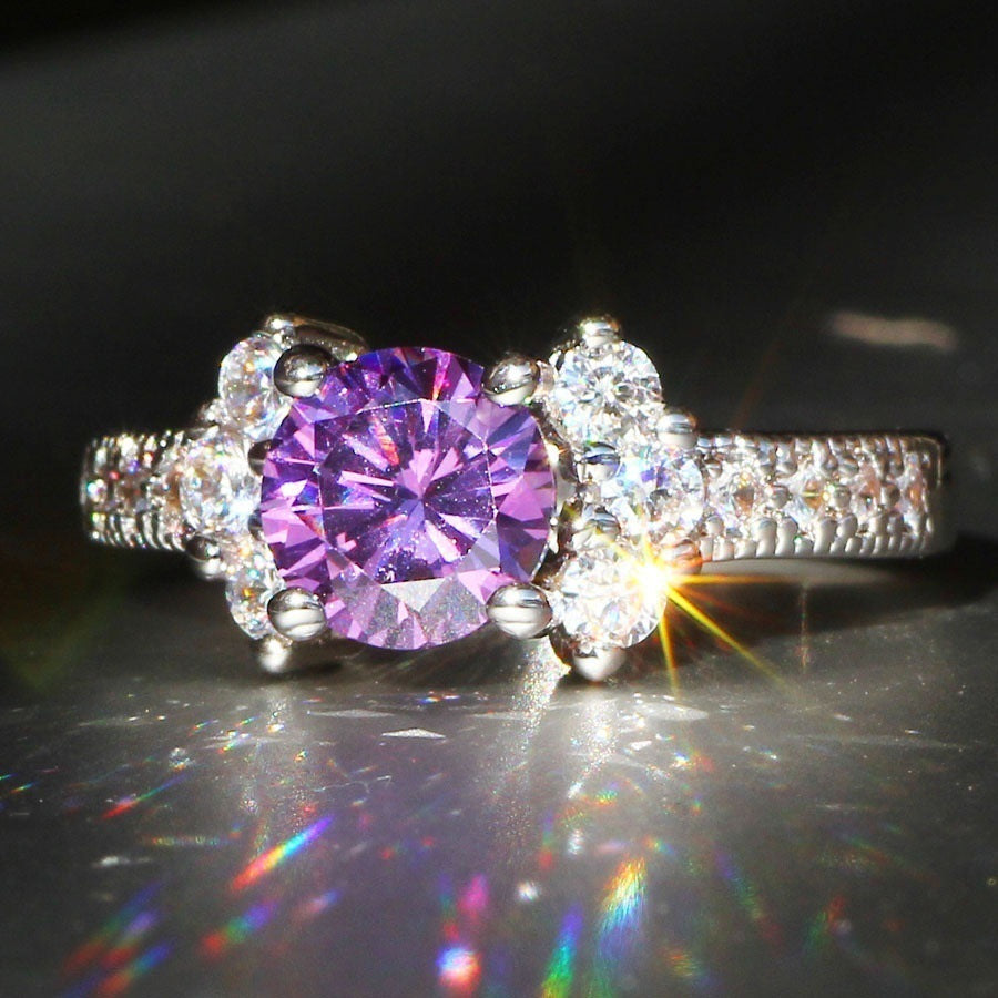 Anello da sposa europeo e americano Valstrend con gemma champagne, design da principessa, per donna, gioiello elegante e raffinato.